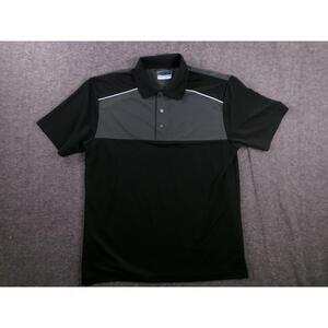 PGA Tour Shirt Mens Large Black Gray Polo Color Block Sport Golf Classic Airflux